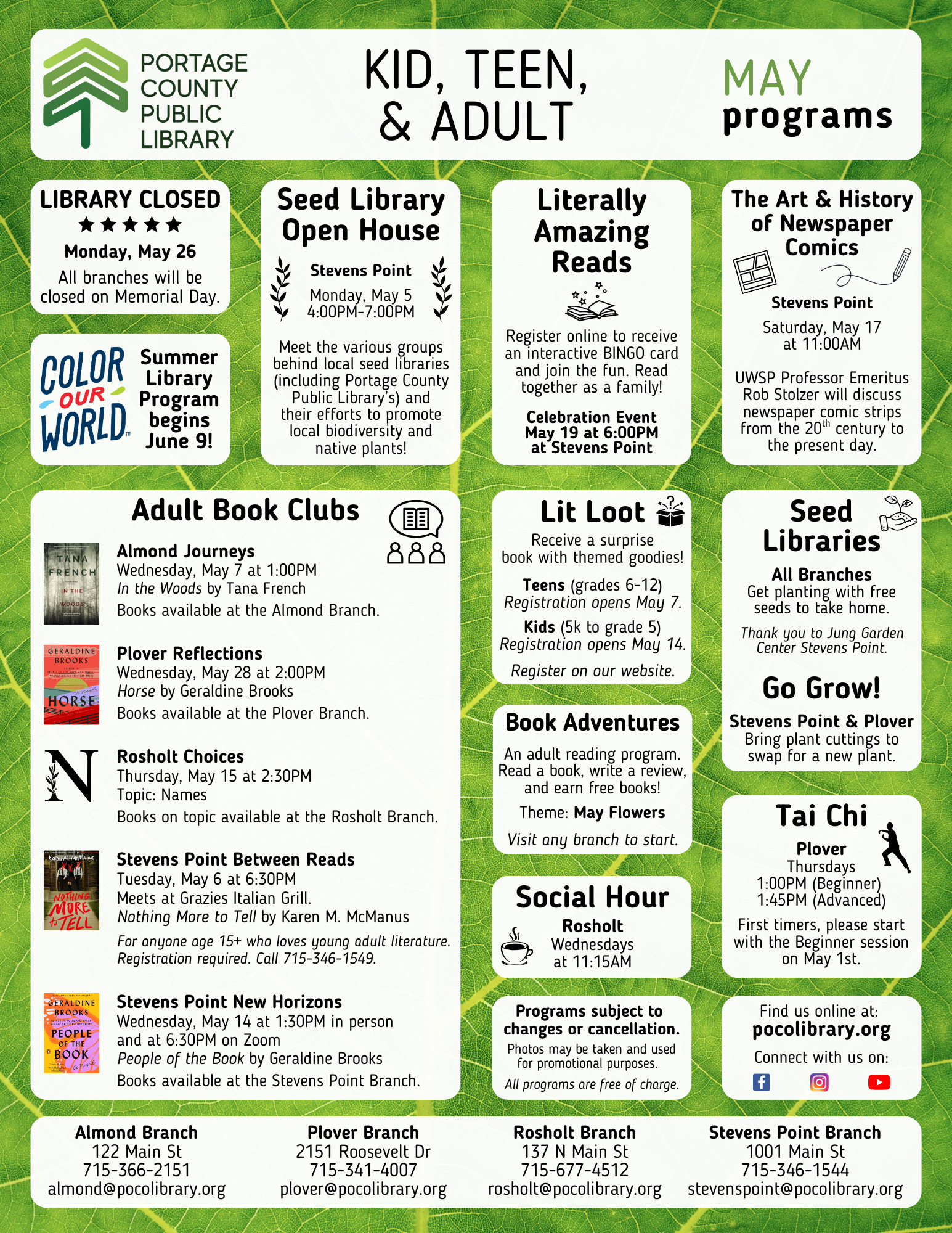 Events for kids, teens, and adults for May 2025
