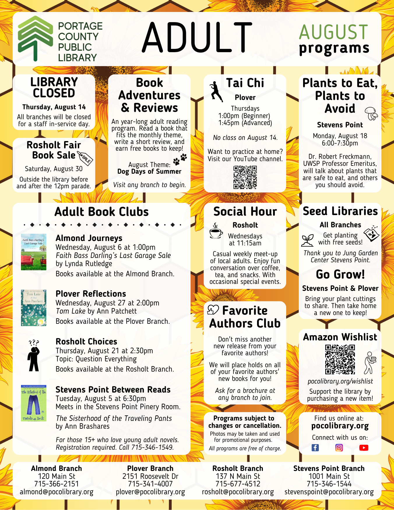 August 2025 Library Events for Adults