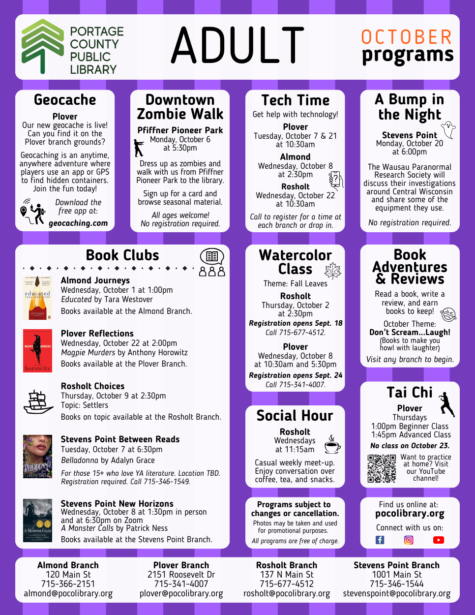 October 2025 Events for Adults at PCPL